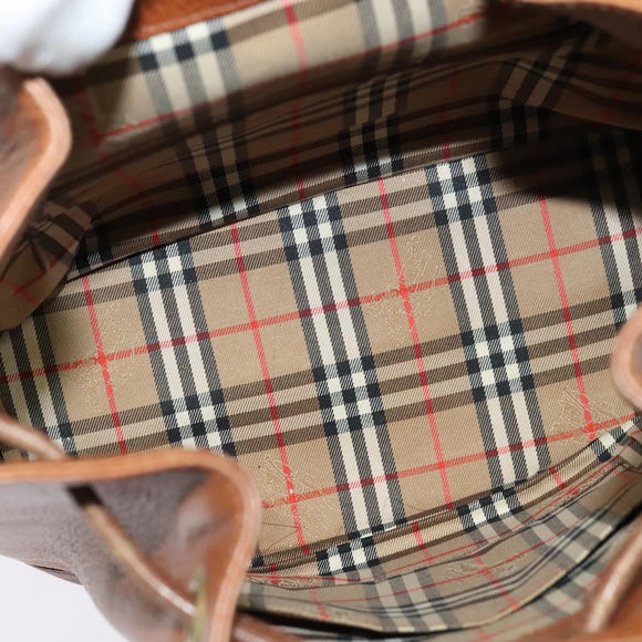 Burberrys Shoulder Bag Leather Brown Gold Auth ep9929