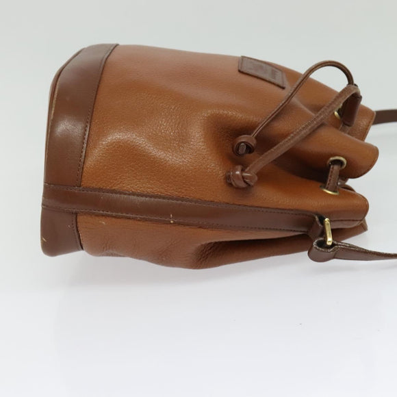 Burberrys Shoulder Bag Leather Brown Gold Auth ep9929