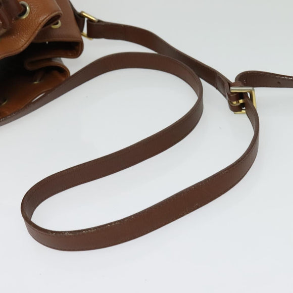 Burberrys Shoulder Bag Leather Brown Gold Auth ep9929