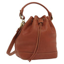 Burberrys Hand Bag Leather 2way Brown Gold Auth ep9930-1