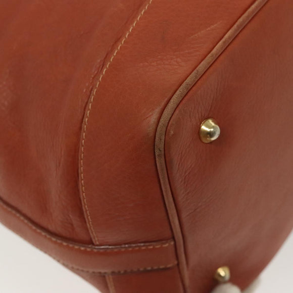 Burberrys Hand Bag Leather 2way Brown Gold Auth ep9930