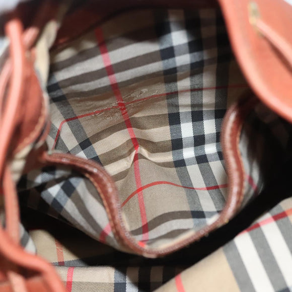 Burberrys Hand Bag Leather 2way Brown Gold Auth ep9930