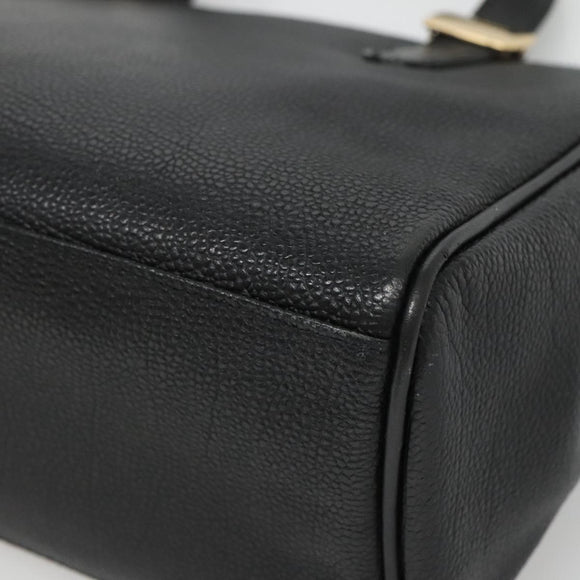 BURBERRY Hand Bag Leather Black Gold Auth ep9938