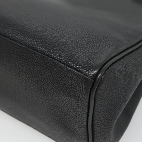 BURBERRY Hand Bag Leather Black Gold Auth ep9938