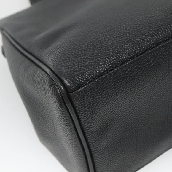 BURBERRY Hand Bag Leather Black Gold Auth ep9938