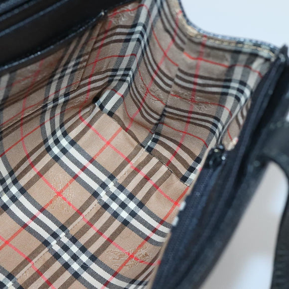 BURBERRY Hand Bag Leather Black Gold Auth ep9938