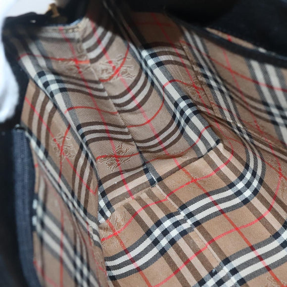 BURBERRY Hand Bag Leather Black Gold Auth ep9938