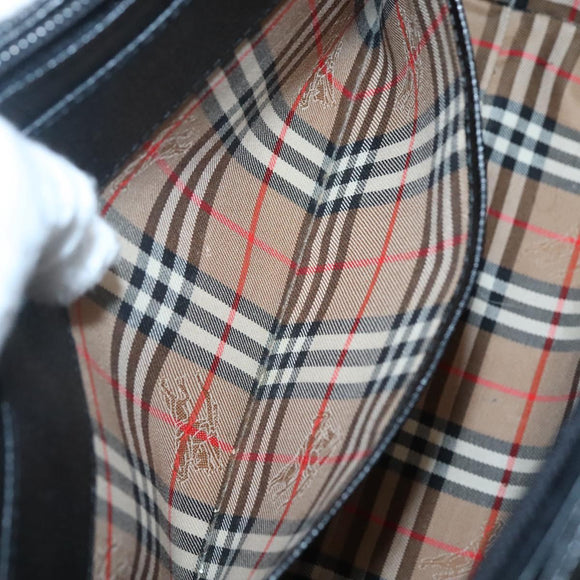 BURBERRY Hand Bag Leather Black Gold Auth ep9938