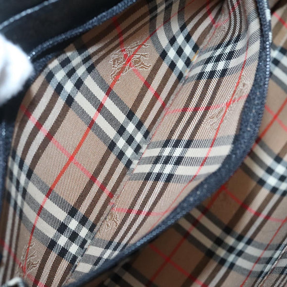 BURBERRY Hand Bag Leather Black Gold Auth ep9938