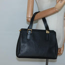 BURBERRY Hand Bag Leather Black Gold Auth ep9938-20