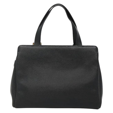 BURBERRY Hand Bag Leather Black Gold Auth ep9938 - 0