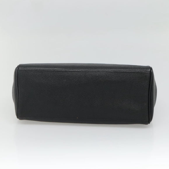 BURBERRY Hand Bag Leather Black Gold Auth ep9938