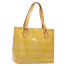 LOUIS VUITTON Monogram Vernis Houston Hand Bag Beige M91004 LV Auth ep9941-1