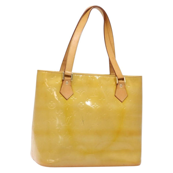 LOUIS VUITTON Monogram Vernis Houston Hand Bag Beige M91004 LV Auth ep9941