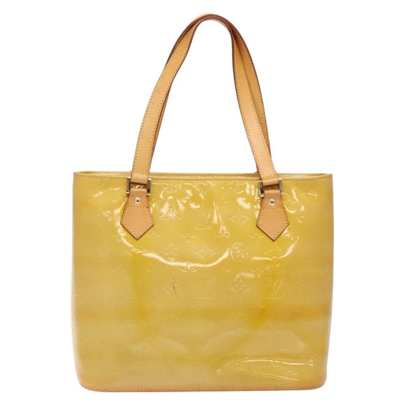LOUIS VUITTON Monogram Vernis Houston Hand Bag Beige M91004 LV Auth ep9941