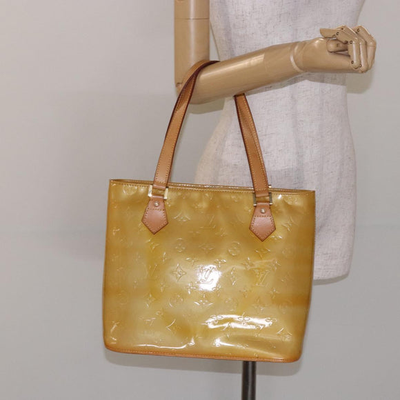 LOUIS VUITTON Monogram Vernis Houston Hand Bag Beige M91004 LV Auth ep9941