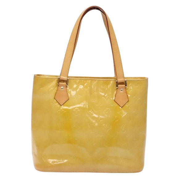 LOUIS VUITTON Monogram Vernis Houston Hand Bag Beige M91004 LV Auth ep9941