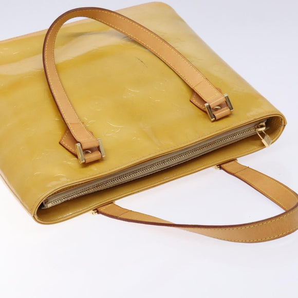 LOUIS VUITTON Monogram Vernis Houston Hand Bag Beige M91004 LV Auth ep9941