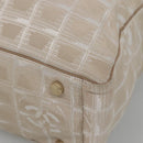 CHANEL New Travel Line Tote Bag Nylon Beige Gold CC Auth ep9942-9