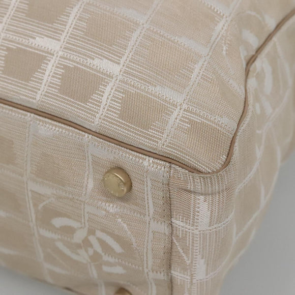 CHANEL New Travel Line Tote Bag Nylon Beige Gold CC Auth ep9942