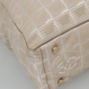 CHANEL New Travel Line Tote Bag Nylon Beige Gold CC Auth ep9942-16