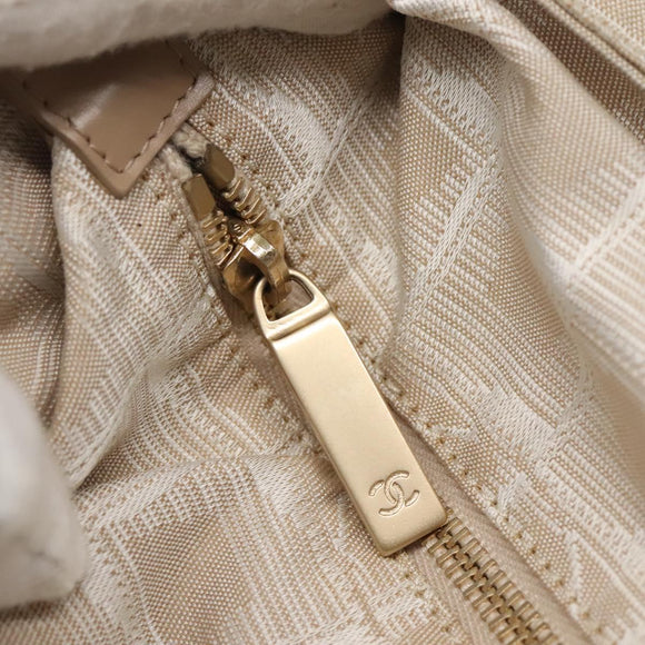 CHANEL New Travel Line Tote Bag Nylon Beige Gold CC Auth ep9942