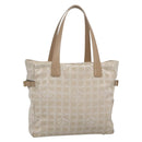 CHANEL New Travel Line Tote Bag Nylon Beige Gold CC Auth ep9942-1