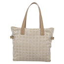 CHANEL New Travel Line Tote Bag Nylon Beige Gold CC Auth ep9942-13