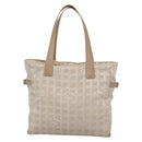 CHANEL New Travel Line Tote Bag Nylon Beige Gold CC Auth ep9942-2