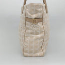 CHANEL New Travel Line Tote Bag Nylon Beige Gold CC Auth ep9942-3