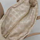 CHANEL New Travel Line Tote Bag Nylon Beige Gold CC Auth ep9942-6