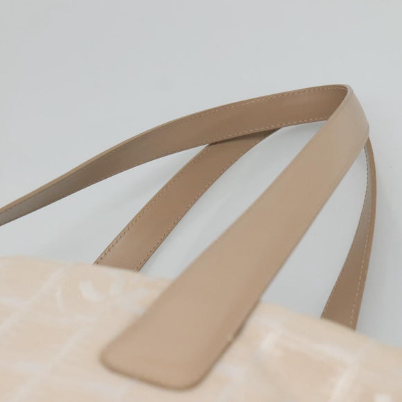 CHANEL New Travel Line Tote Bag Nylon Beige Gold CC Auth ep9942