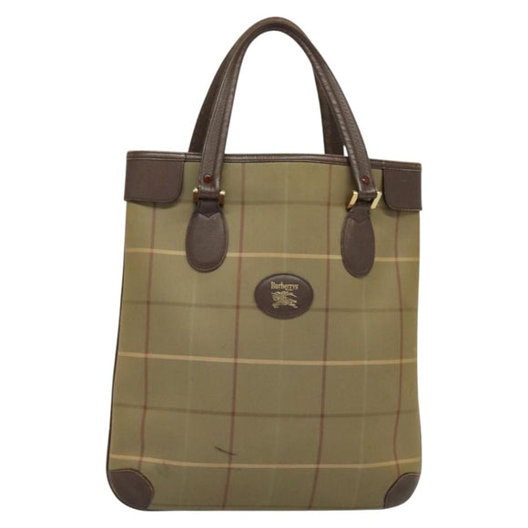 Burberrys Nova Check Tote Bag Canvas Beige Gold Auth ep9944
