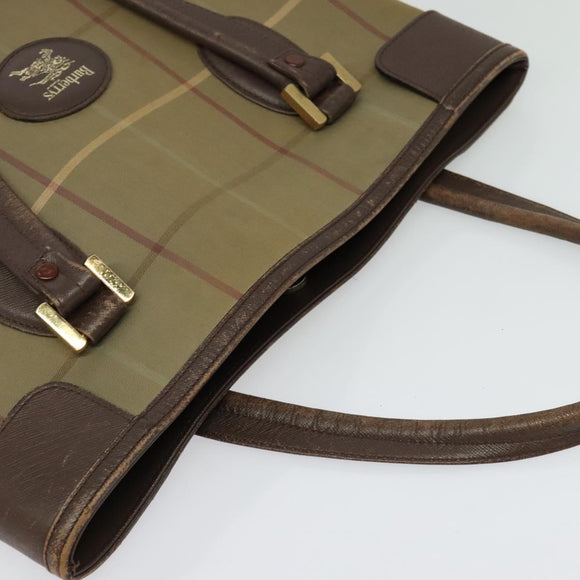 Burberrys Nova Check Tote Bag Canvas Beige Gold Auth ep9944