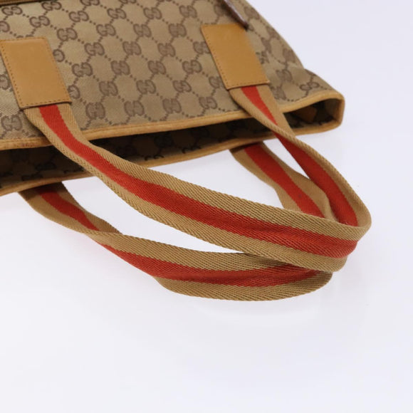 GUCCI GG Canvas Tote Bag Beige Silver 019 0401 Auth ep9945
