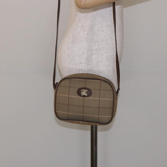 Burberrys Nova Check Shoulder Bag Canvas Beige Gold Auth ep9949