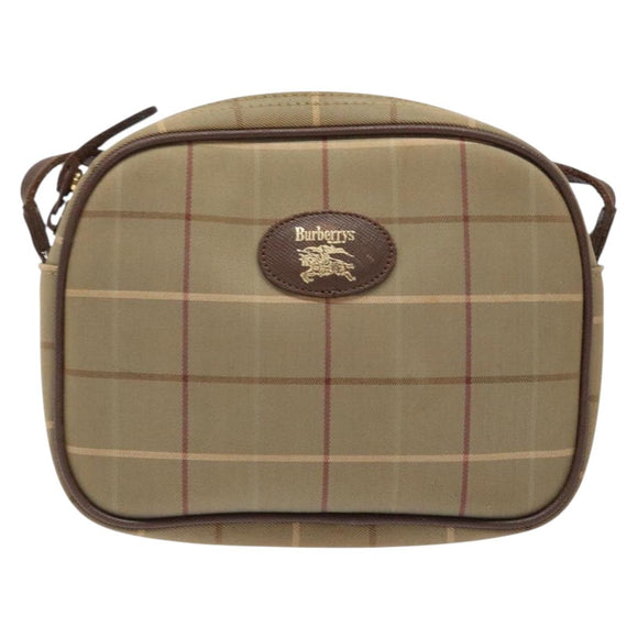 Burberrys Nova Check Shoulder Bag Canvas Beige Gold Auth ep9949
