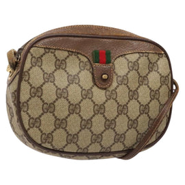 GUCCI GG Supreme Web Sherry Line Bag PVC Beige Gold 007 58 6112 Auth ep9956