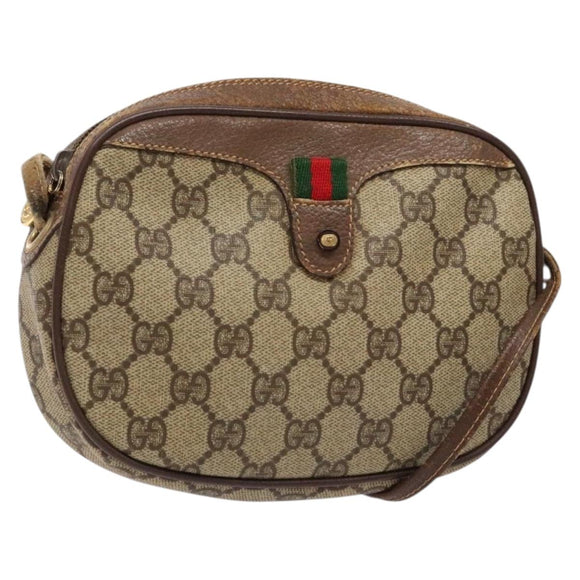 GUCCI GG Supreme Web Sherry Line Bag PVC Beige Gold 007 58 6112 Auth ep9956