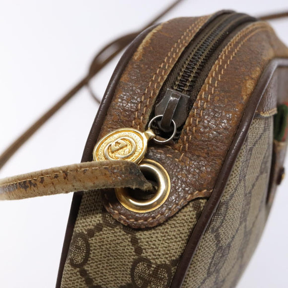 GUCCI GG Supreme Web Sherry Line Bag PVC Beige Gold 007 58 6112 Auth ep9956