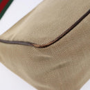 GUCCI Web Sherry Line Accessory Pouch Canvas Beige Silver Auth ep9957-13