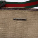 GUCCI Web Sherry Line Accessory Pouch Canvas Beige Silver Auth ep9957-14