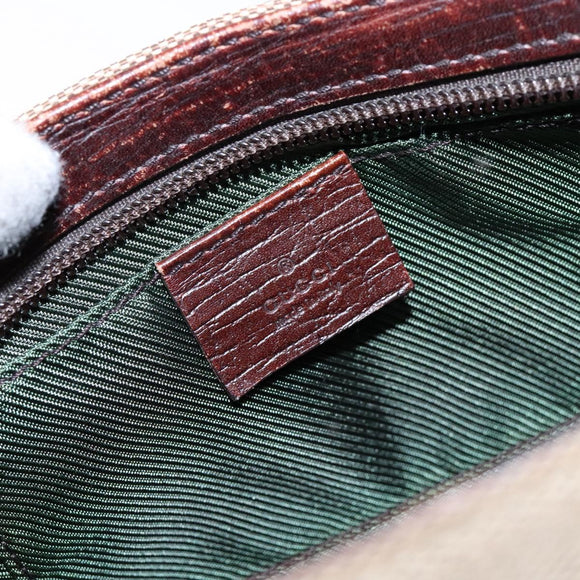 GUCCI Web Sherry Line Accessory Pouch Canvas Beige Silver Auth ep9957