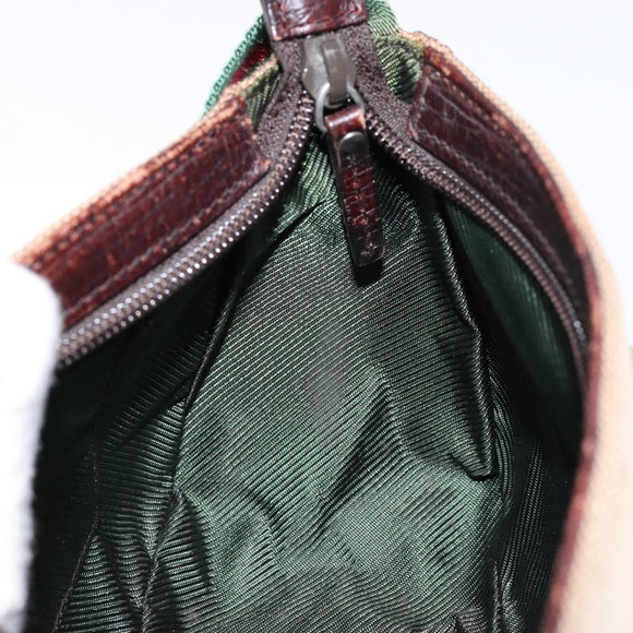 GUCCI Web Sherry Line Accessory Pouch Canvas Beige Silver Auth ep9957