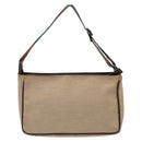 GUCCI Web Sherry Line Accessory Pouch Canvas Beige Silver Auth ep9957-3