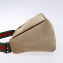 GUCCI Web Sherry Line Accessory Pouch Canvas Beige Silver Auth ep9957-5