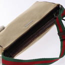 GUCCI Web Sherry Line Accessory Pouch Canvas Beige Silver Auth ep9957-6