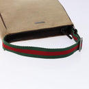 GUCCI Web Sherry Line Accessory Pouch Canvas Beige Silver Auth ep9957-7