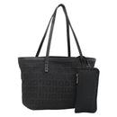 FENDI Zucchino Canvas Hand Bag Black Silver Auth ep9961-1