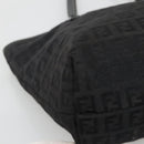 FENDI Zucchino Canvas Hand Bag Black Silver Auth ep9961-15